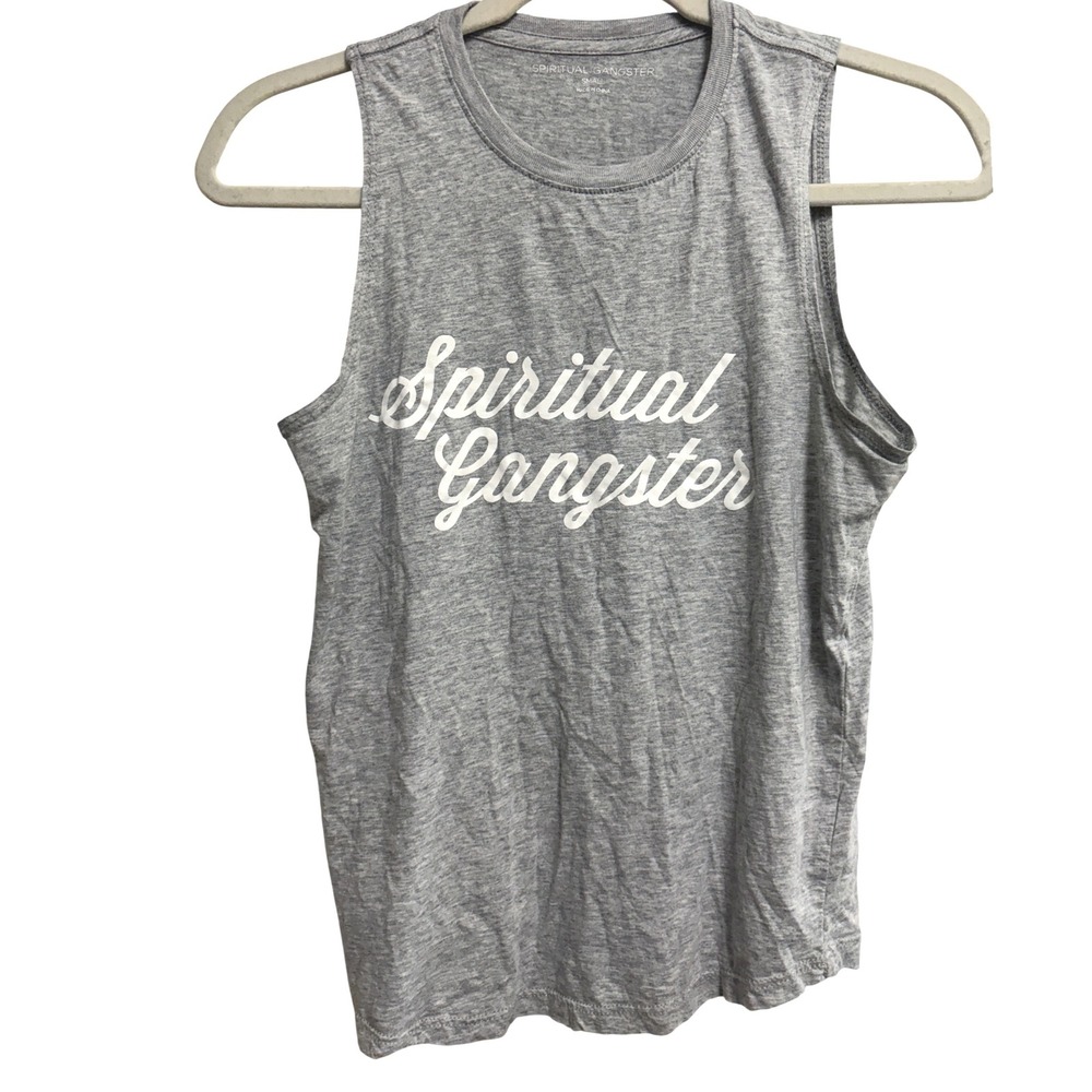 Spiritual Gangster Logo Graphic Gray Muscle Tank Sleeveless Top Small S